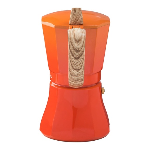 [000015813] CAFETERA DE ALUMINIO DE 6 TAZAS MOD: "PETRA" COLOR NARANJA OROLEY