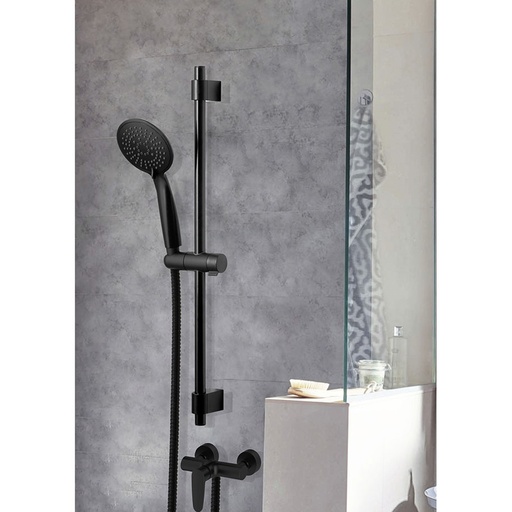 [000016019] BARRA DE DUCHA CON FLEXO Y MANGO. SERIE YOUNG LINE NEGRO MATE 25451100 WENKO