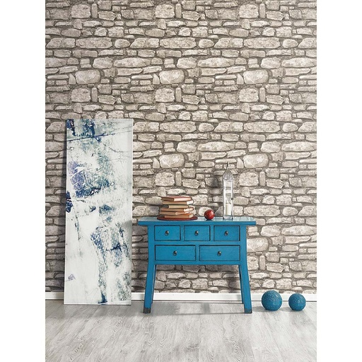 [000016130] ROLLO PAPEL PINTADO ALTA CALIDAD TEXTURA PIEDRA 3D BEIGE 0,53x10m 2061-2 ICH