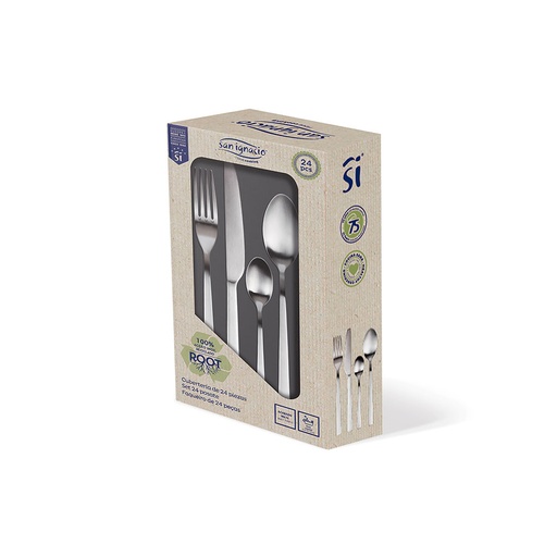 [000016383] SET 24 unid. CUBERTERIA ACERO INOX. RECICLADO MATE ROOT SG7770 SAN IGNACIO