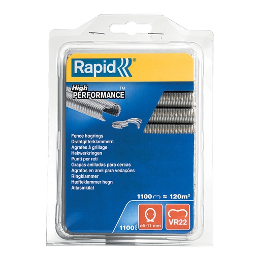 [000016527] BLISTER 1100 GRAPAS O ANILLOS PARA CERCAS VR22 MOD. 1.1m GALVANIZADA 40108806 RAPID