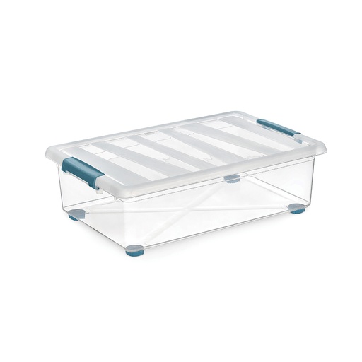 [000016868] CAJA KATLA TRANSPARENTE 28L CON RUEDAS Y ASAS ERGONOMICAS 59x39x18,5cm