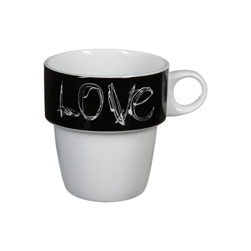 [000017200] SET 6 TAZAS 26cl CON SOPORTE ACERO MODELO 'LOVE'