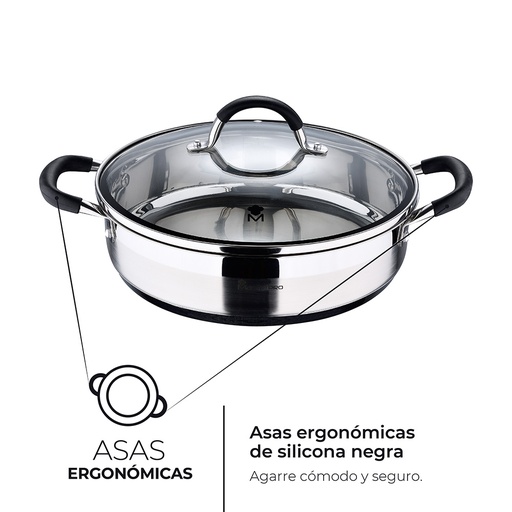 [000017220] TARTERA Ø28x7,5cm 3,8L ACER INOXIDABLE CON TAPA FOODIES BGMP-1503-BK MASTERPRO