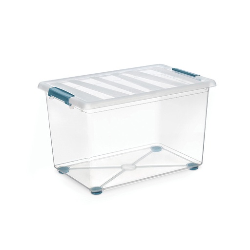 [000017299] CAJA KATLA TRANSPARENTE 57L CON RUEDAS Y ASAS ERGONOMICAS 59x39x36,5cm