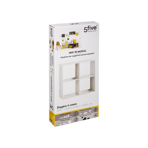 [000017461] ESTANTERIA MADERA COLOR BLANCO PARA 4 CAJAS ORGANIZADORAS 67.6x32x67.6cm ASTIGARRAGA