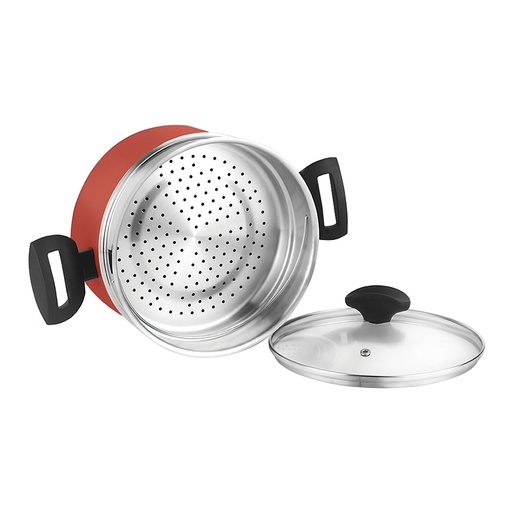 [000017524] OLLA MAXIMA+TAPA+STEAMER ROJA  ALUMINIO 3004 FAGOR Ø20x10cm