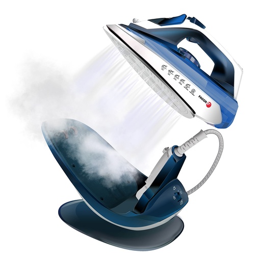 [000017569] PLANCHA INALÁMBRICA 2 EN 1 CON BASE 2600W AZUL FAGOR  16x32,5x26,5cm