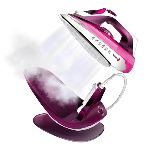 [000017575] PLANCHA INALÁMBRICA 2 EN 1 CON BASE 2600W  ROSA FAGOR  16x32,5x26,5cm