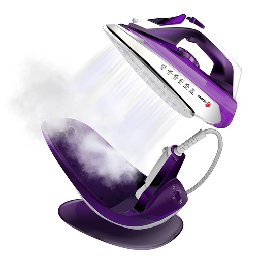 [000017576] PLANCHA INALÁMBRICA 2 EN 1 CON BASE 2600W MORADA FAGOR  16x32,5x26,5cm