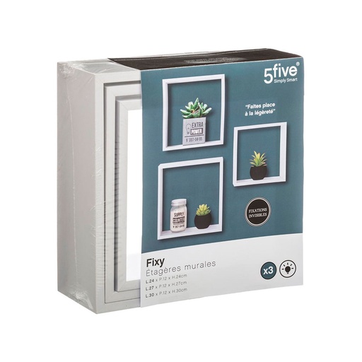 [000017783] SET 3 ESTANTES TIPO CUBO COLOR BLANCO 3 MEDIDAS