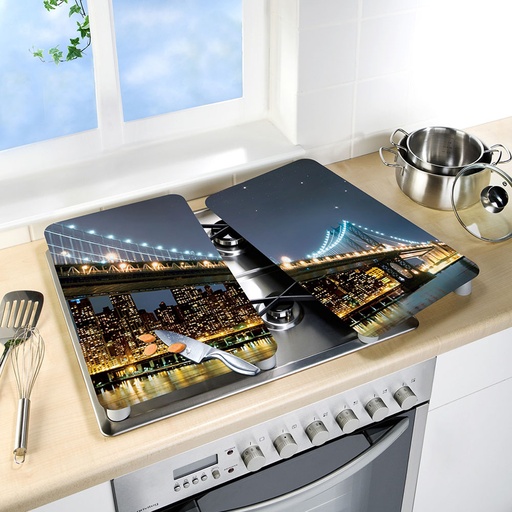 [000017983] PLACAS COBERTORAS DE VIDRIO UNIVERSALES BROOKLYN BRIDGE 2 unid. 2521320100 WENKO