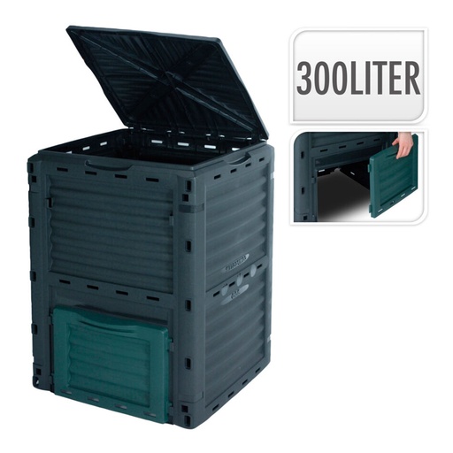 [000018122] CAJA DE COMPOSTAGE 300 L COLOR NEGRO 61x61x83cm