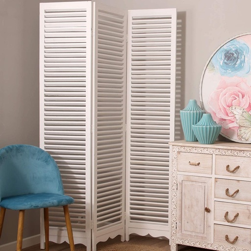 [000018218] BIOMBO MADERA COLOR BLANCO 170x119cm