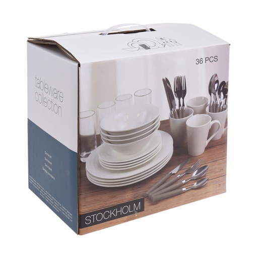 [000018319] SERVICIO DE MESA DE 36 PIEZAS PLATOS+CUENCOS+CUBIERTOS