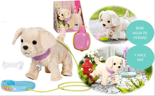 [000019616] Perrito BABY born My Lucky Dog 30 cm. Para sacar a pasear, bebe agua, hace pipí y mueve la colita. Con sonidos reales