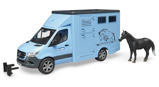 [000019628] Mercedes Benz Sprinter para transporte Equino. Incluye 1 caballo. 43x17x22 cm.