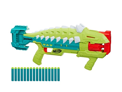 [000020080] Pistola Nerf Dinosquad Armorstrike. Lanza Hasta 8 Dardos Seguidos Con Su Lanzamiento Por Bombeo.