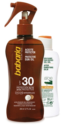 [000020594] Aceite Protector Solar Coco Babaria spray F-30 200 Ml Mas After Sun Regalo 100 Ml