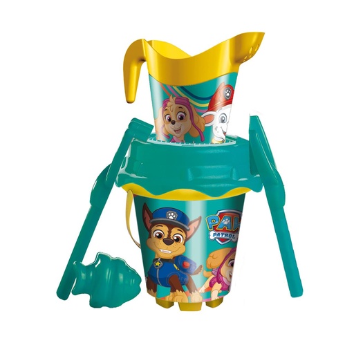 [000020966] Cubo Playa Castillo 18Cm Paw Patrol Con Cedazo, Regadera, Pala, Rastrillo Y Moldes