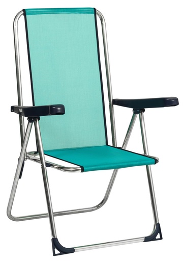 [000021003] Silla playa aluminio multiposición color verde 63x101x65 cm