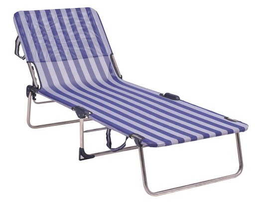 [000021010] Cama playa aluminio con asa y multiposición escalerilla color a rayas