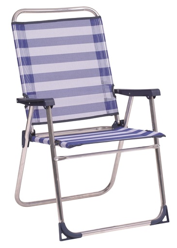 [000021019] Silla playa aluminio fija con respaldo alto color a rayas 57x89x60 cm