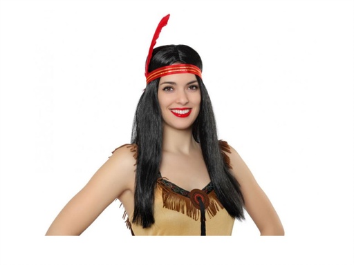 [000021751] PELUCA INDIA CON PLUMA MORENA