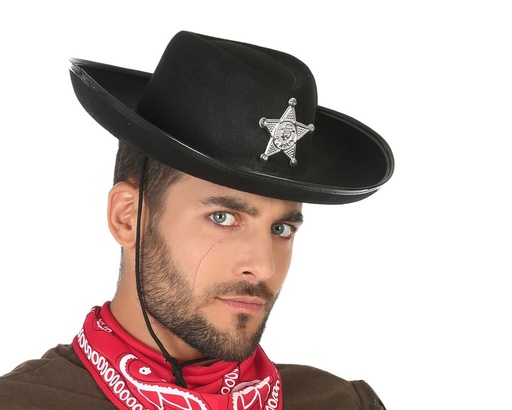 [000021761] SOMBRERO NEGRO SHERIFF CON ESTRELLA ADULTO
