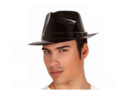 [000021772] SOMBRERO GANSTER NEGRO EN PVC