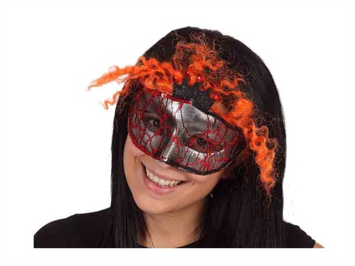 [000021776] ANTIFAZ PLATEADO CON PELO NARANJA