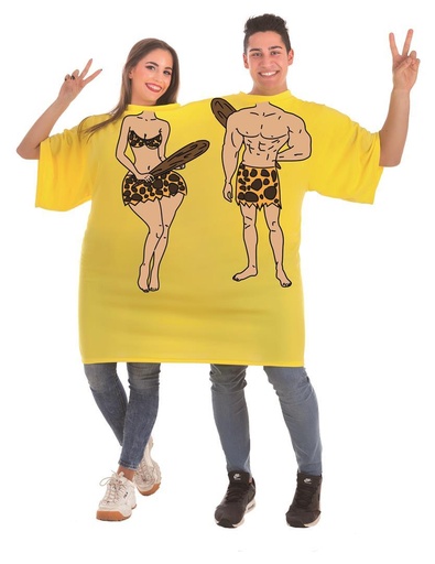 [000021975] Disfraz Adulto  Camiseta Doble Trogloditas Talla L