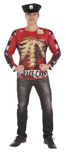 [000022093] Disfraz Adulto  Camiseta Policia Zombie Talla L