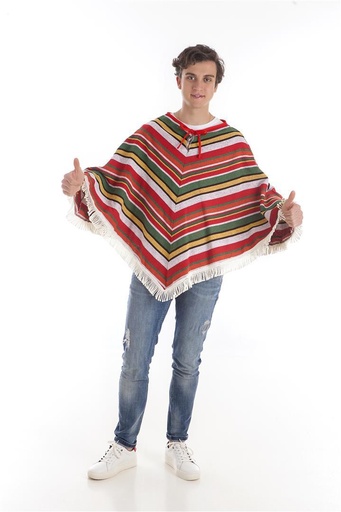 [000022113] Disfraz Adulto  Poncho Mexicano Pico Talla L