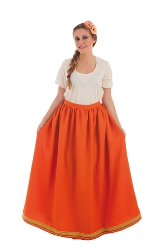 [000023598] Disfraz Adulto  Falda Medievo Naranja T-M Talla M