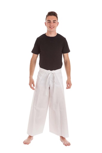 [000023686] Disfraz Adulto  Pantalón Batukada/Camarero Blanco T-L Talla L