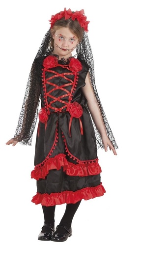 [000023934] Disfraz Infantil Catrina Flores T-S 3-6 Años