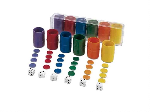 [000024014] Accesorios de Parchis 6 jugadores en caja de plástico 18x5x3,5 cm