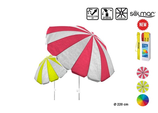 [000024098] Parasol Polinaylon 220 Cm 8 Varillas Tubo 22/25 Hierro  Mm Interior Uva Mod Sdos - Modelos surtidos