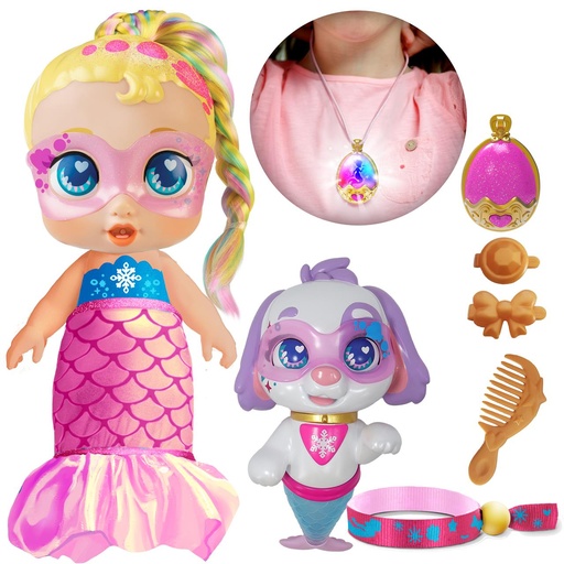 [000024312] Muñeca Bebé Super Cute Regi Sirena Transformable mas Perrito 26 cm