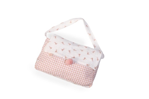 [000024367] Bolso cambiador de flores y cuadro vichy 34x20x5cm