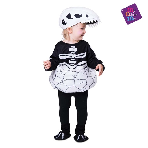[000026238] Disfraz Pequeño Dino Esqueleto 12-24 Meses (Sombrero, Pelele Y Cubrepies)