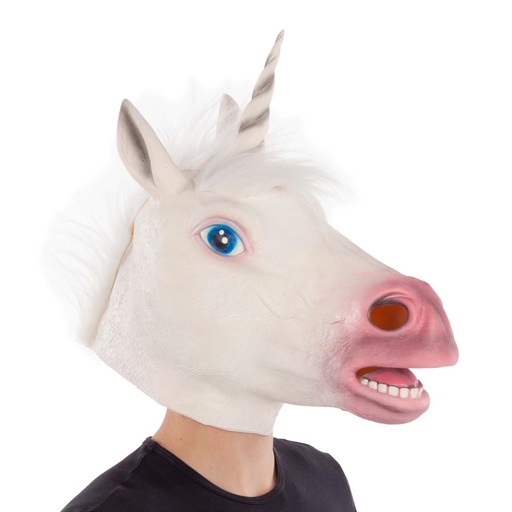 [000026675] White Unicorn Latex Mask