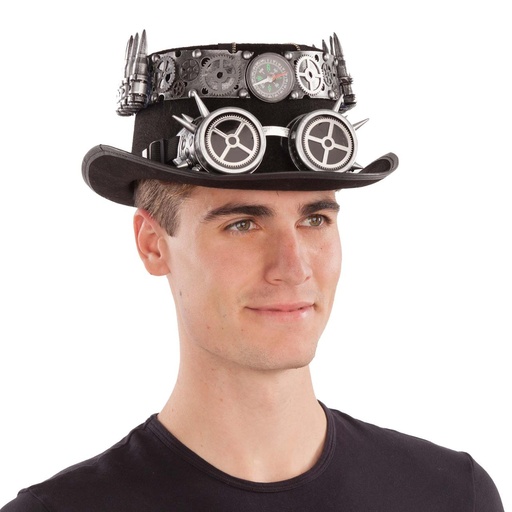 [000026682] Sombrero Steampunk Negro  58 cm