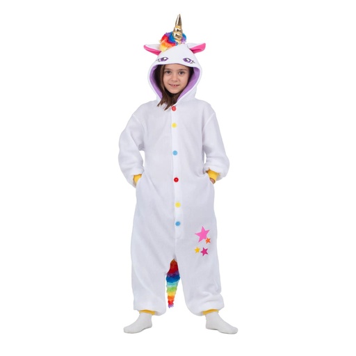 [000027171] Disfraz Unicornio Blanco talla unica Child (Kigurumi con capucha y cola)