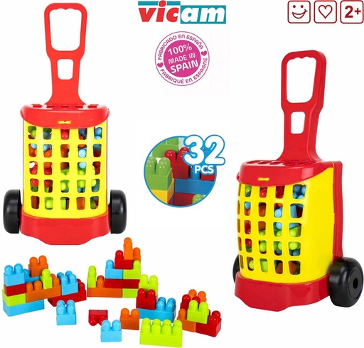 [000028075] Carro Trolley Grande con 32 Blocks