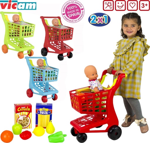 [000028082] Carro Supermercado Con Alimentos y Muñeco 2x1 mod Sdos. - Modelos surtidos
