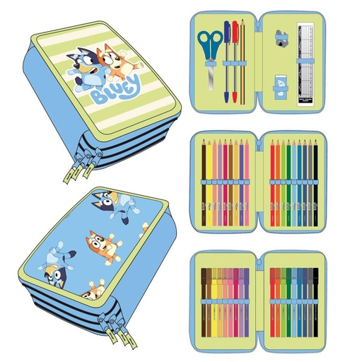 [000028189] Plumier 3 cremalleras Bluey con 43 piezas