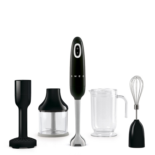 [000000281] SMEG HAND BLENDER BLACK WITH ACCESSORIES HBF22BLEU