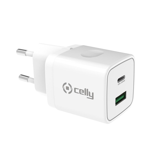 [000000379] CELLY 20W MAINS CHARGER USB USBC TC2USBUSBC20WWH